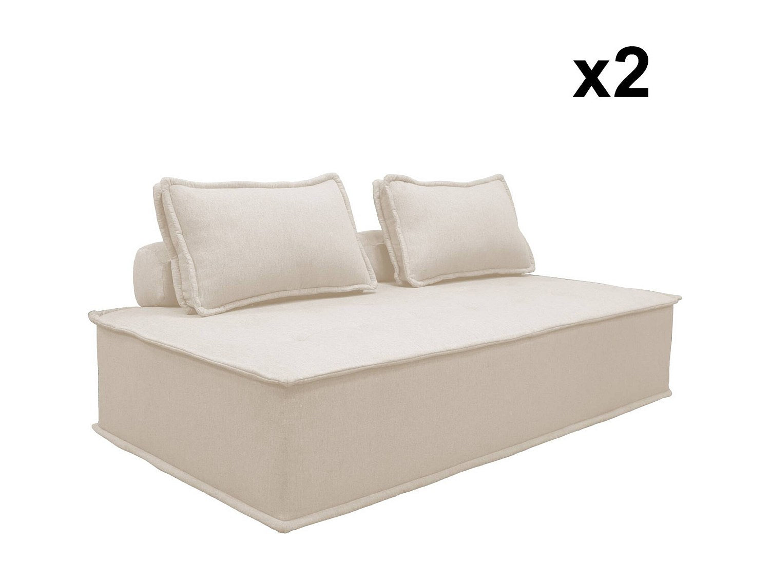 Chauffeuse modulable 2 places beige tissu