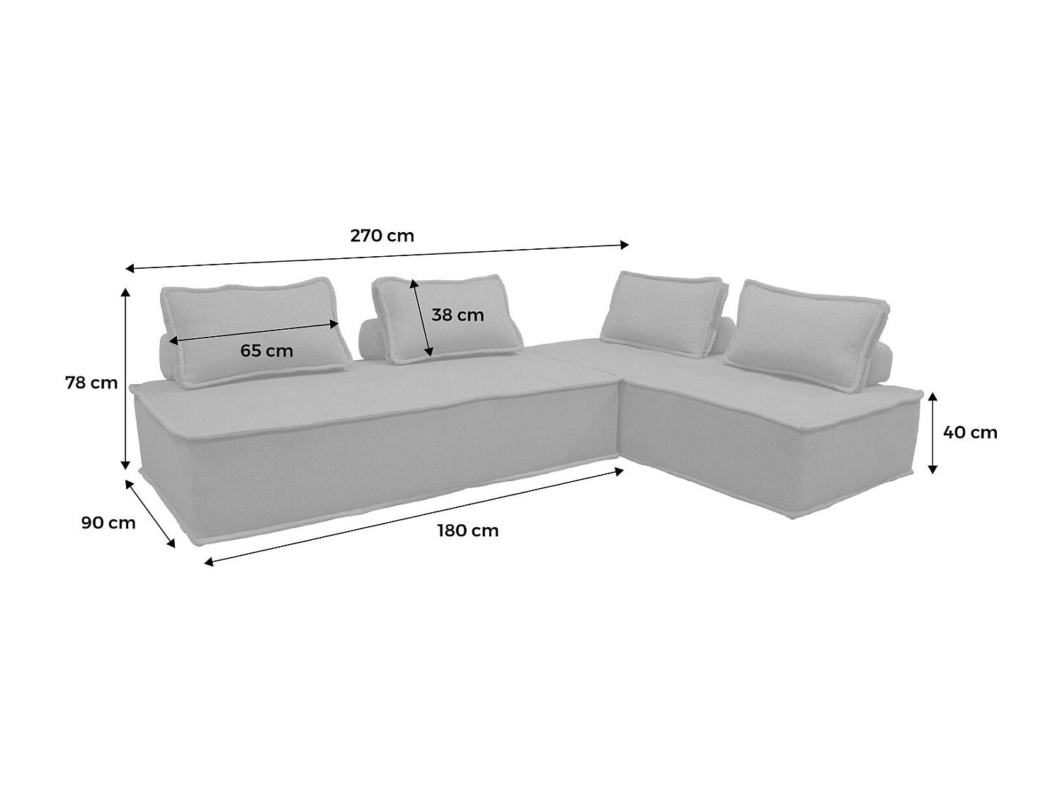 Chauffeuse modulable 2 places beige tissu