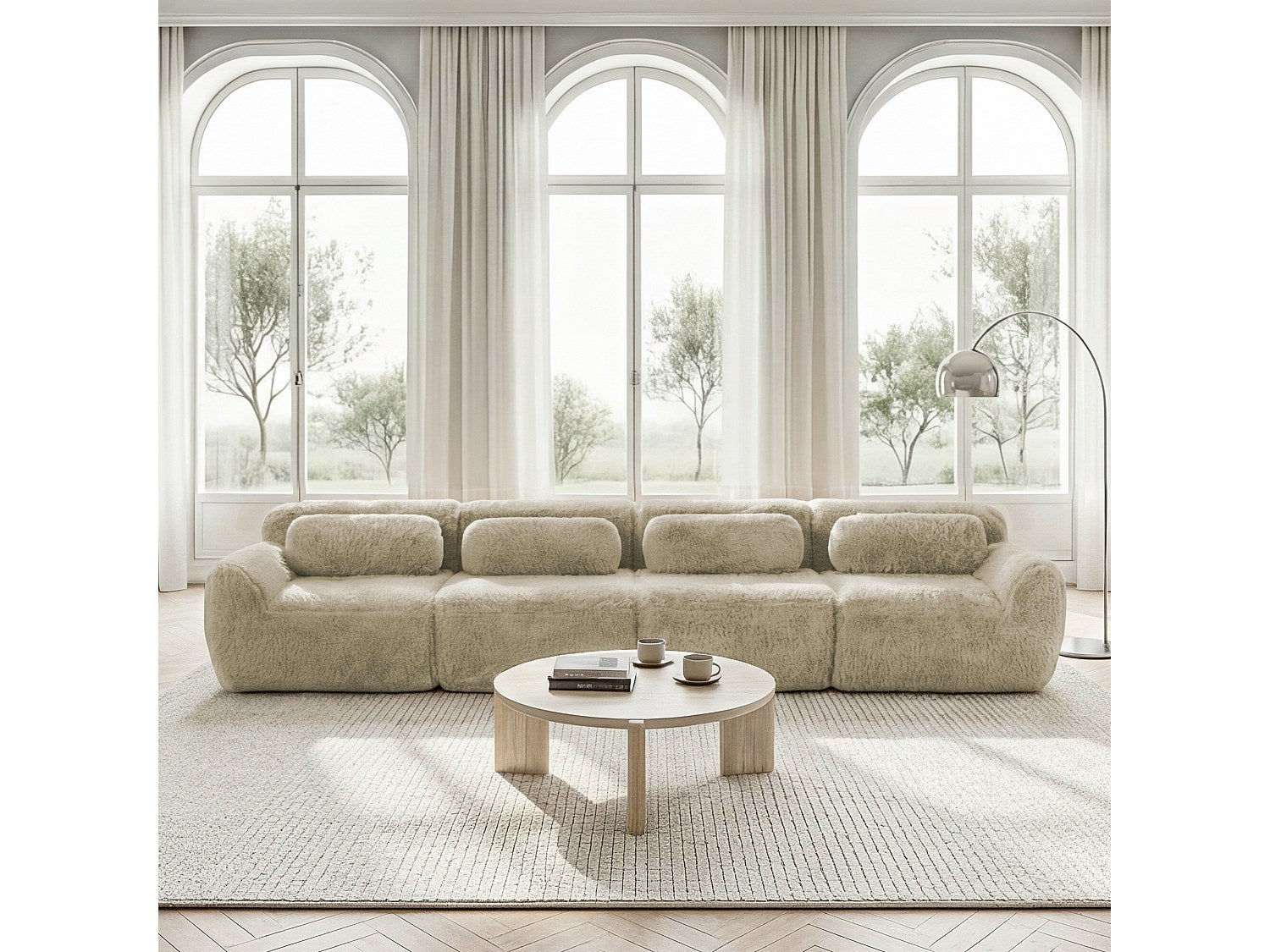Canapé modulable 4 places vert velours