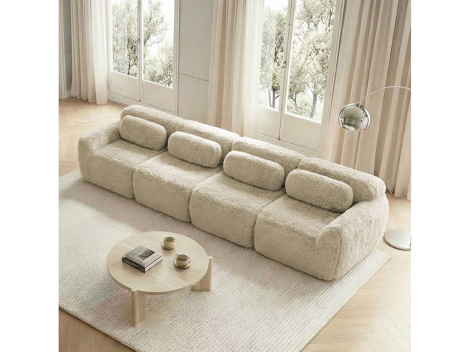 Canapé modulable 4 places vert velours