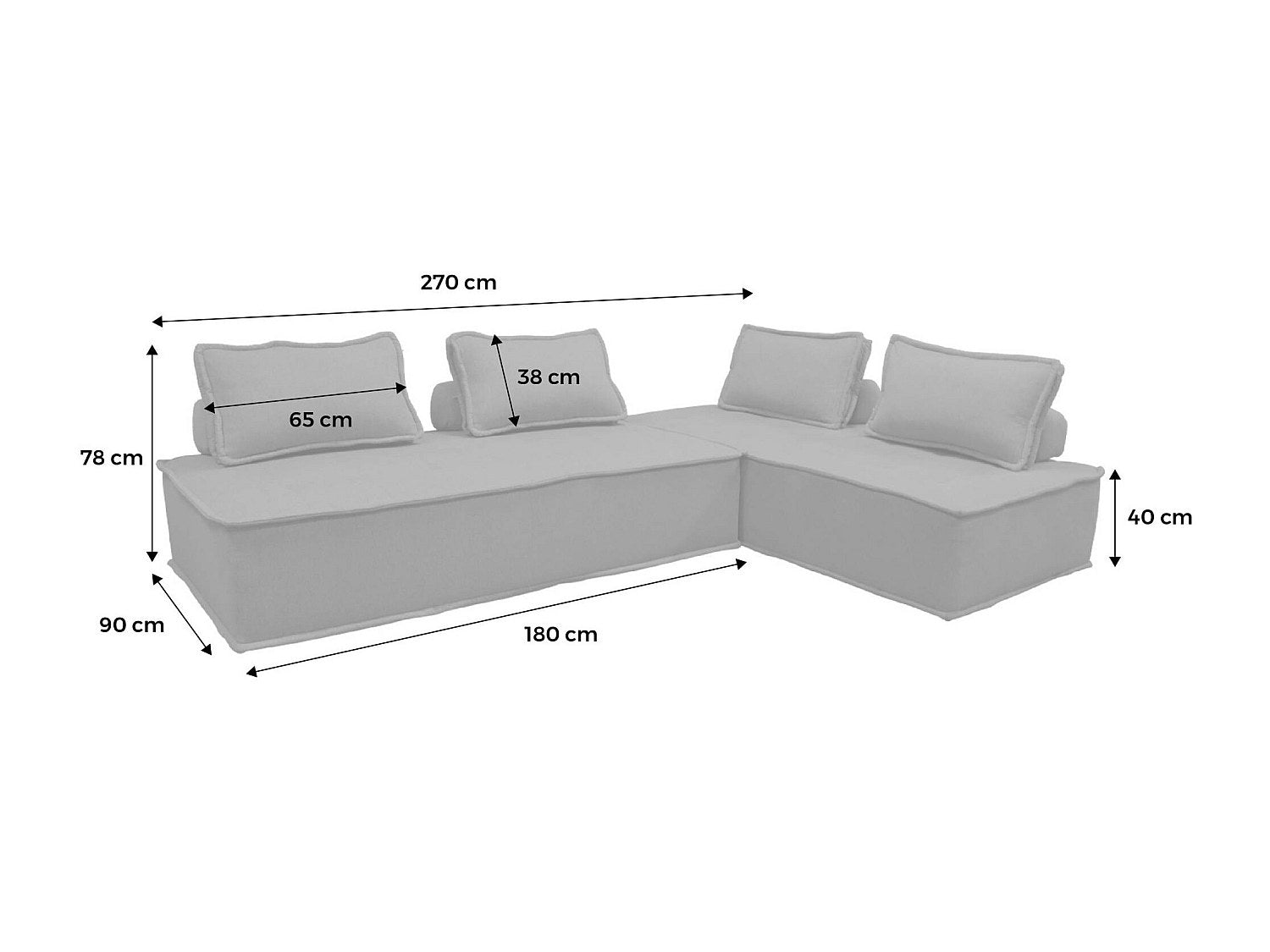 Chauffeuse modulable 2 places beige tissu