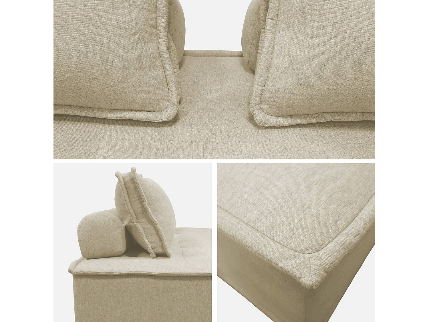 Chauffeuse modulable 2 places beige tissu