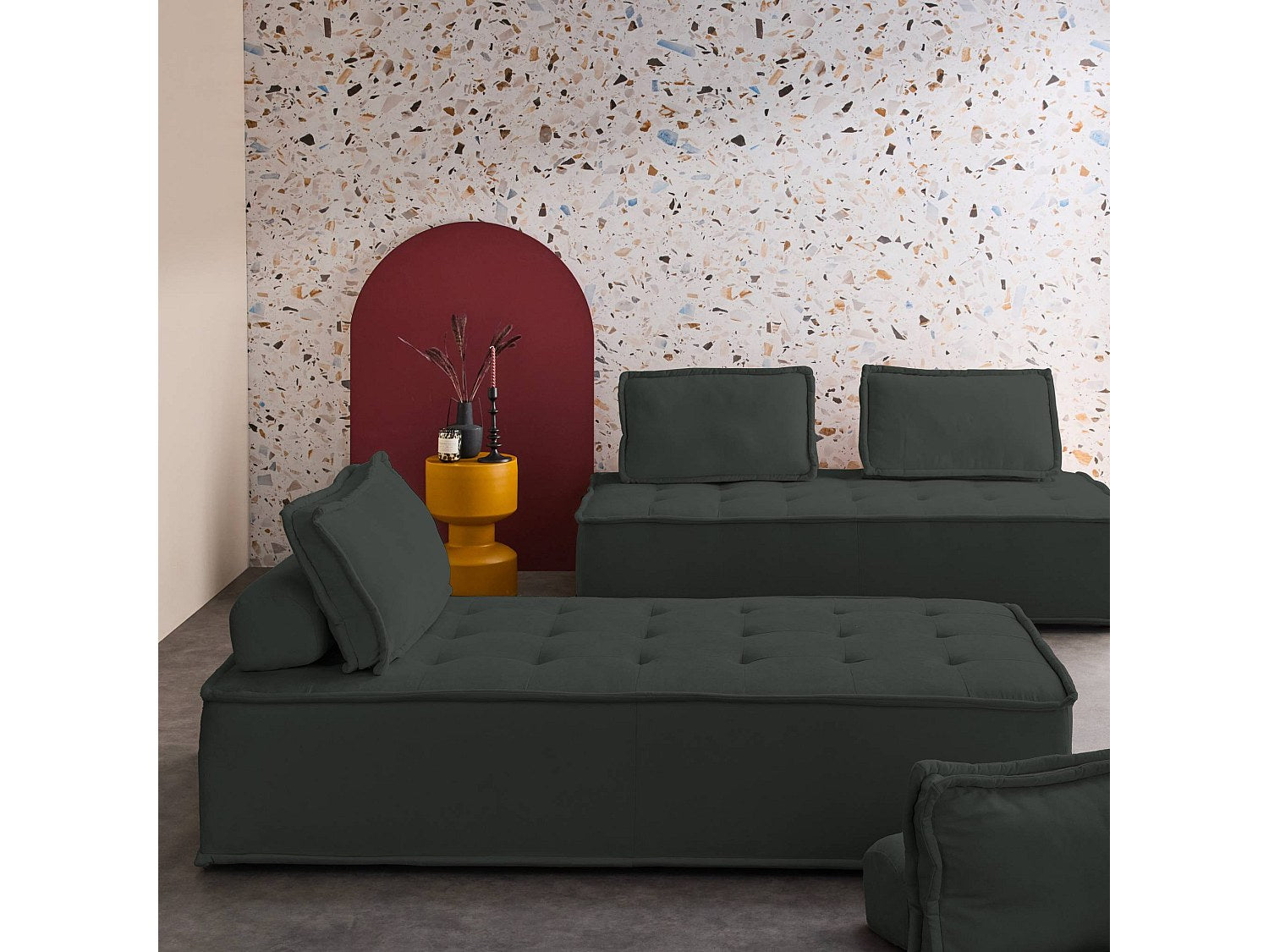 Chauffeuse modulable 2 places gris tissu