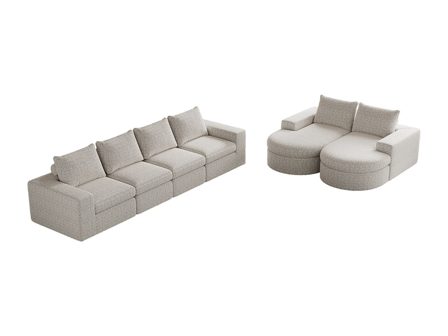 Méridienne pour canapé modulable 6 places beige tissu