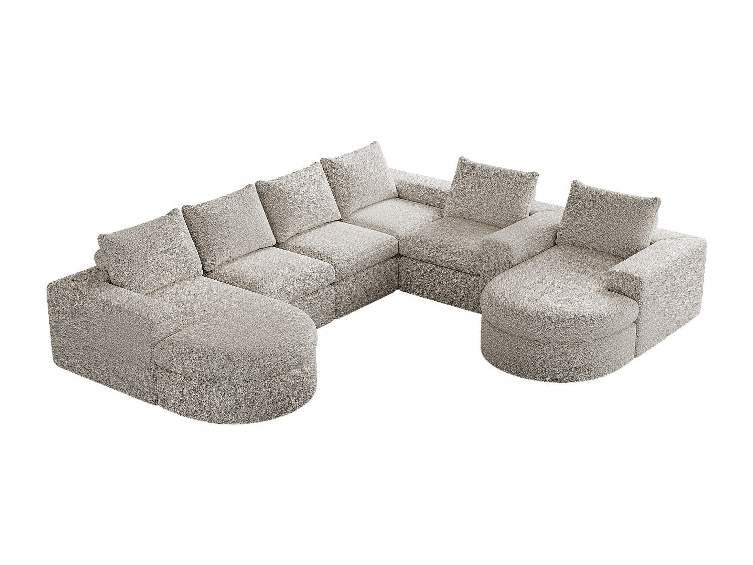 Méridienne pour canapé modulable 6 places beige tissu