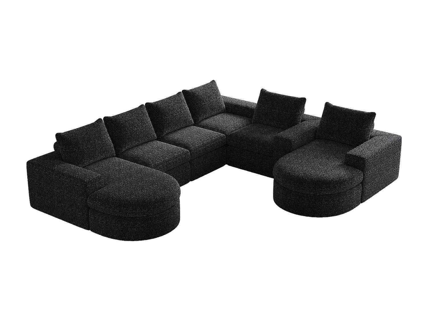 Méridienne pour canapé modulable 6 places noir tissu