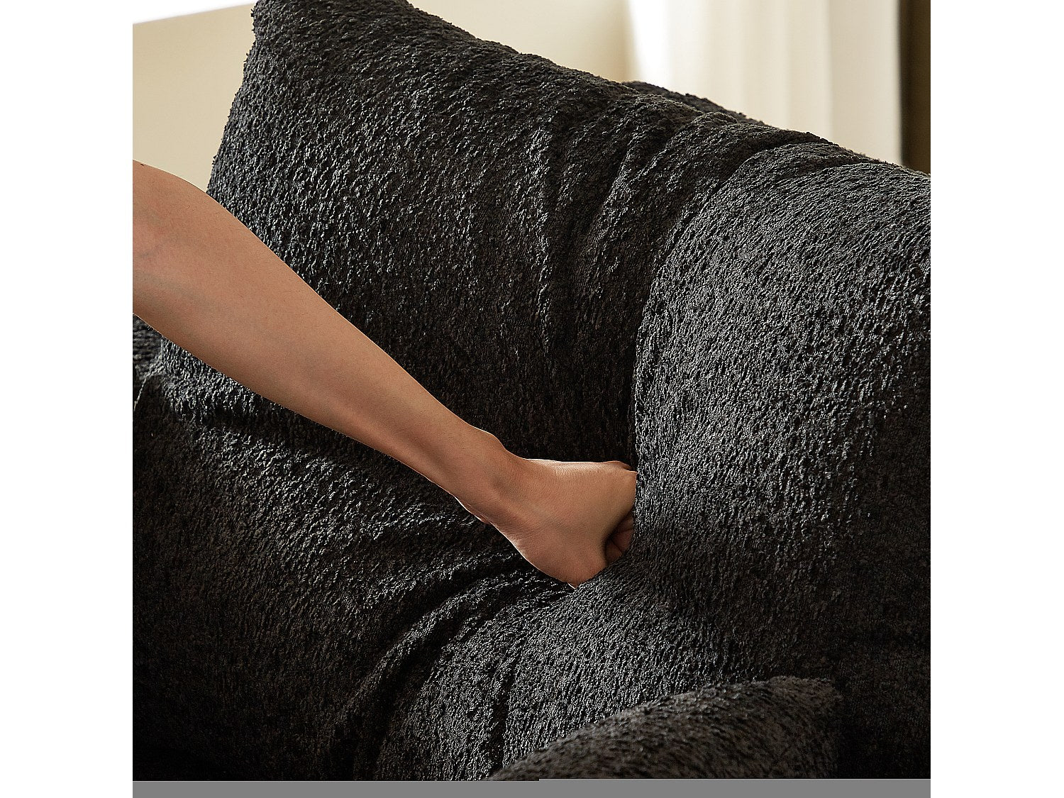 Méridienne pour canapé modulable 6 places noir tissu