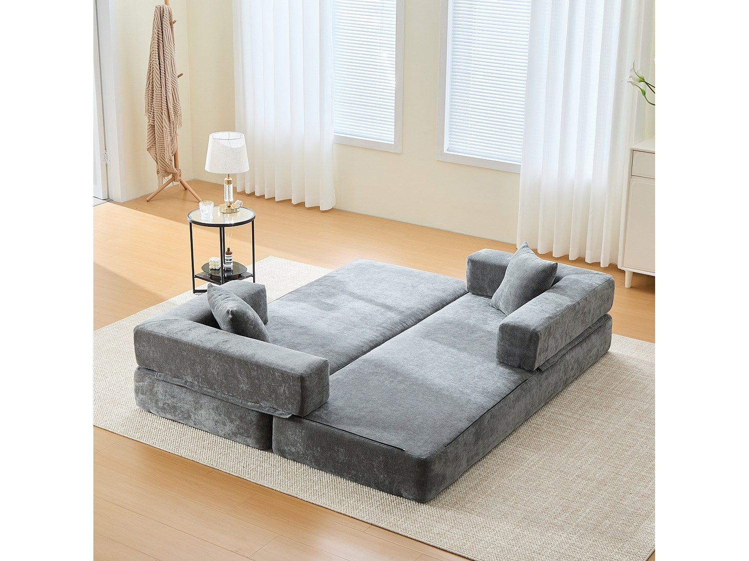 Canapé modulable 2 places gris tissu