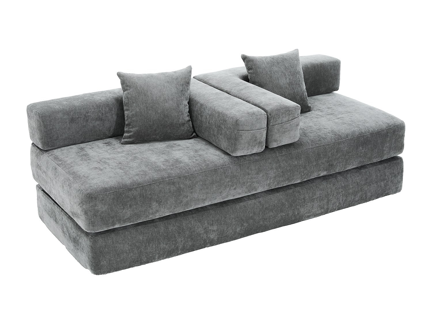 Canapé modulable 2 places gris tissu