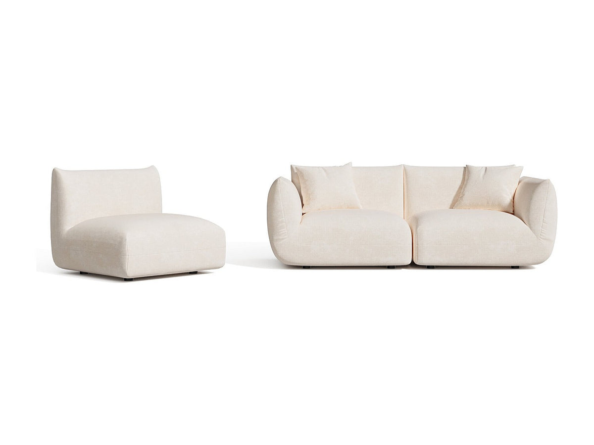 Canapé modulable 5 places beige velours