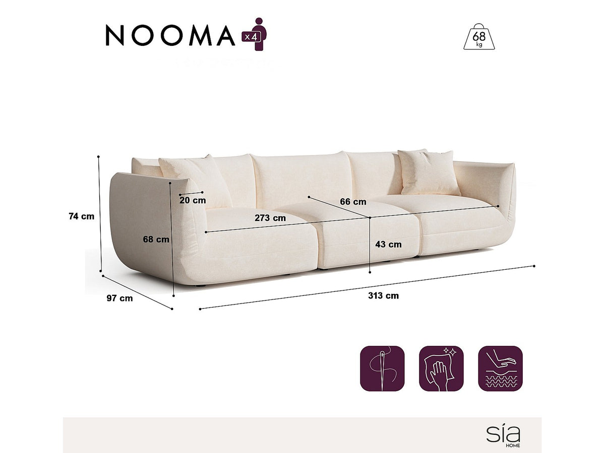 Canapé modulable 5 places beige velours