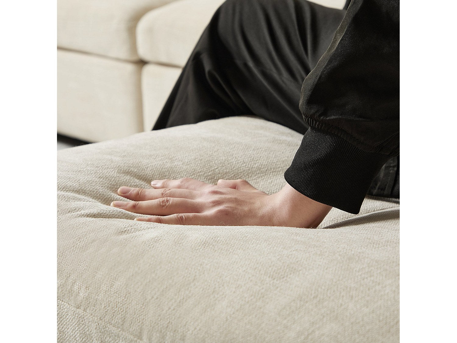 Canapé modulable 6 places beige tissu