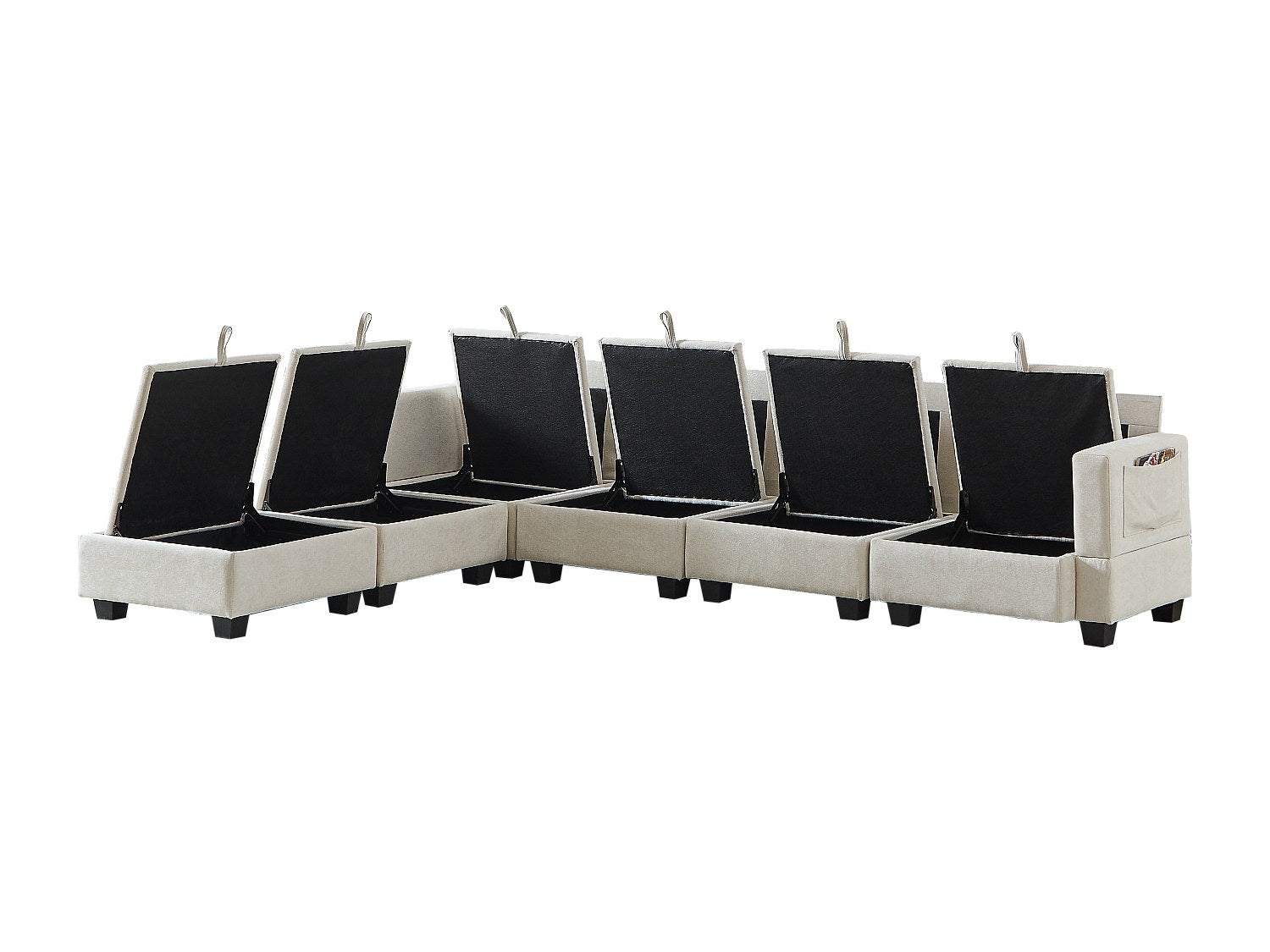 Canapé modulable 6 places beige tissu