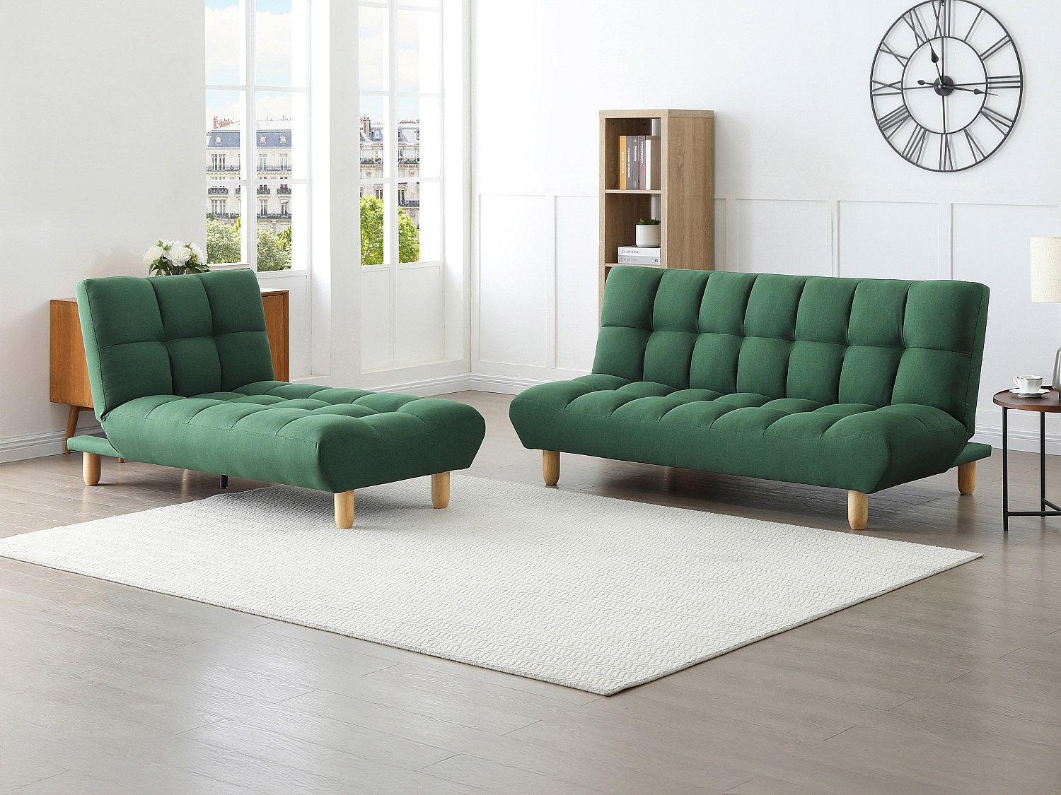 Canapé modulable convertible vert tissu