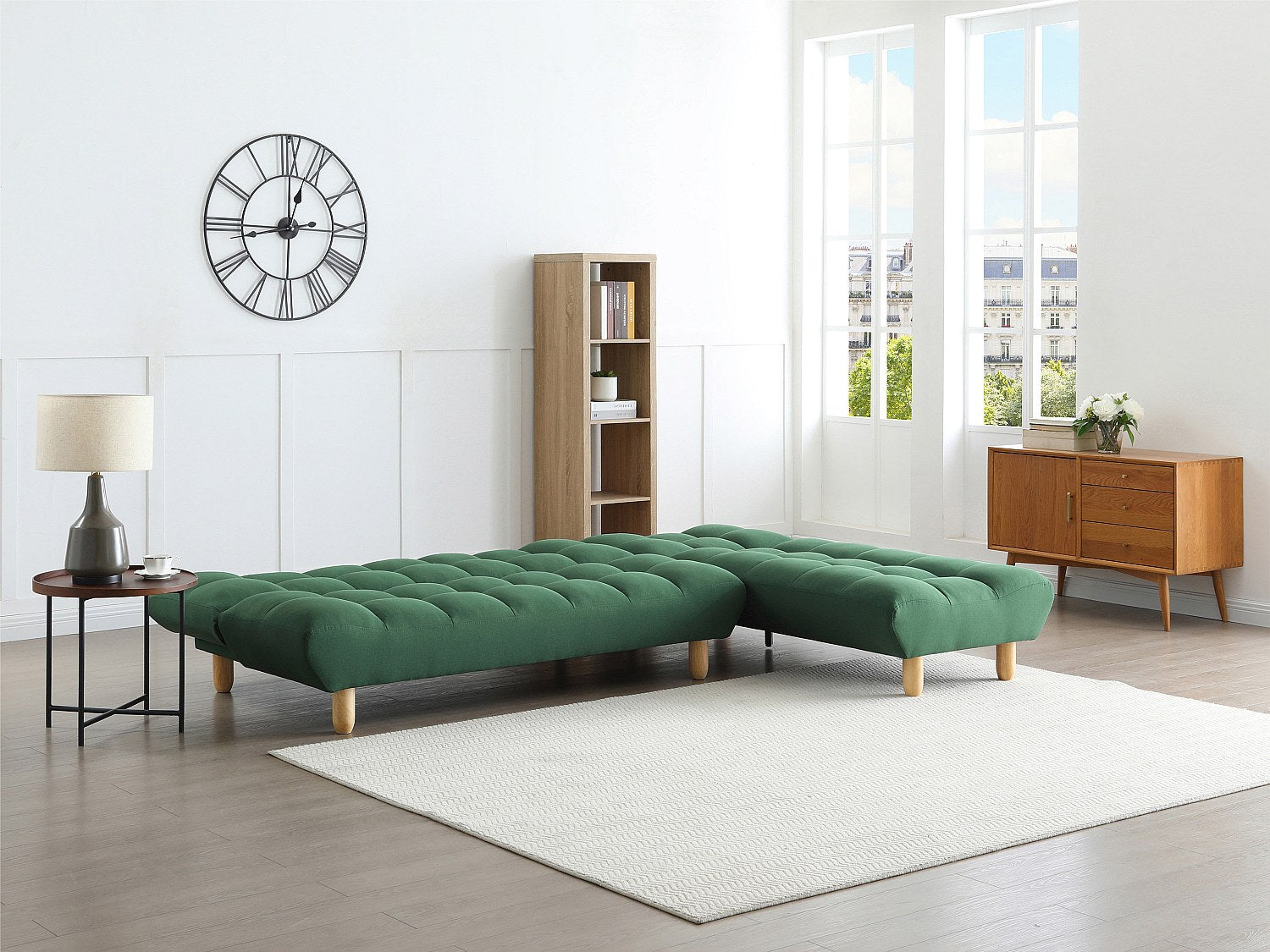 Canapé modulable convertible vert tissu