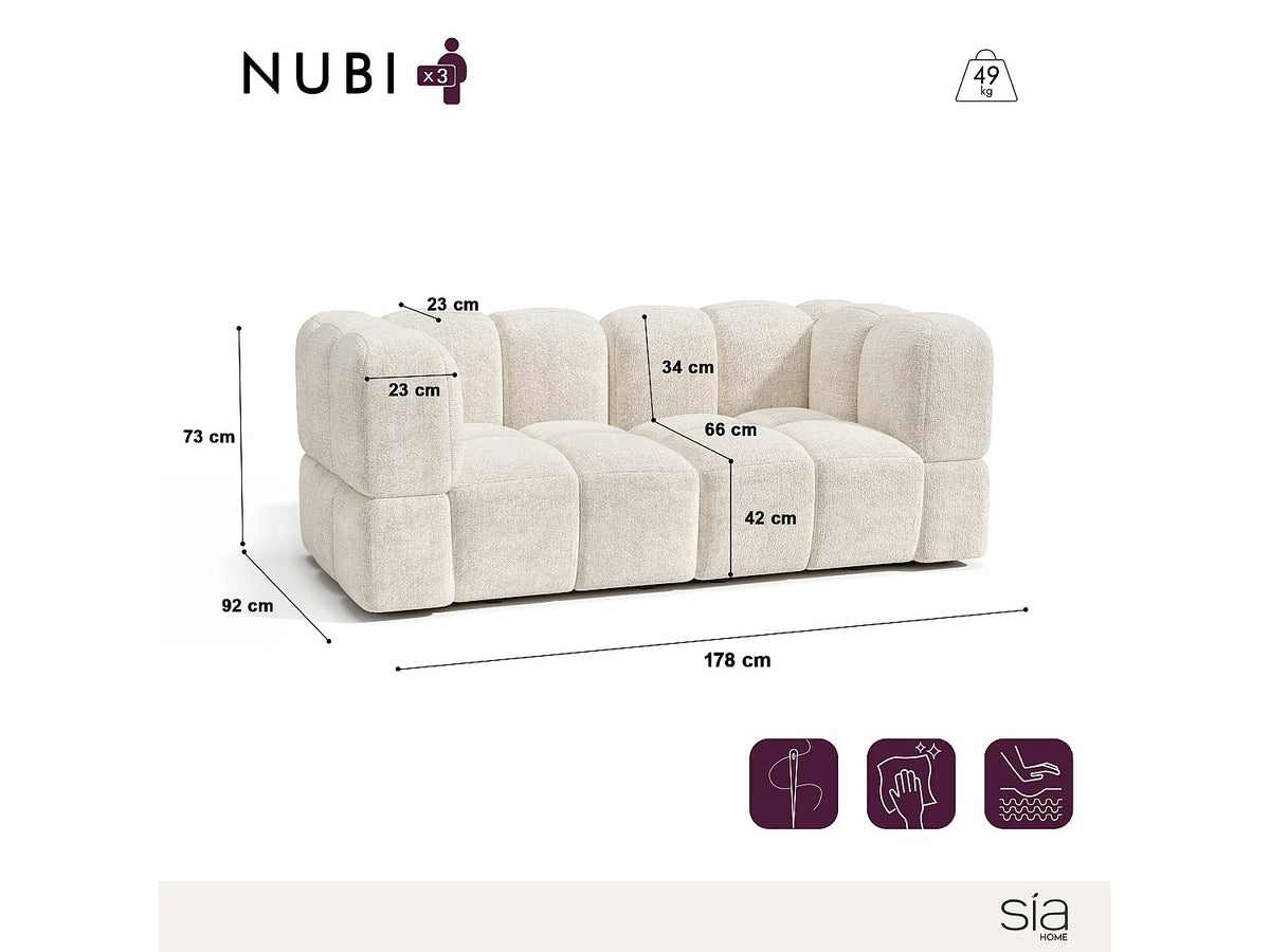 Canapé modulable 3 places beige velours