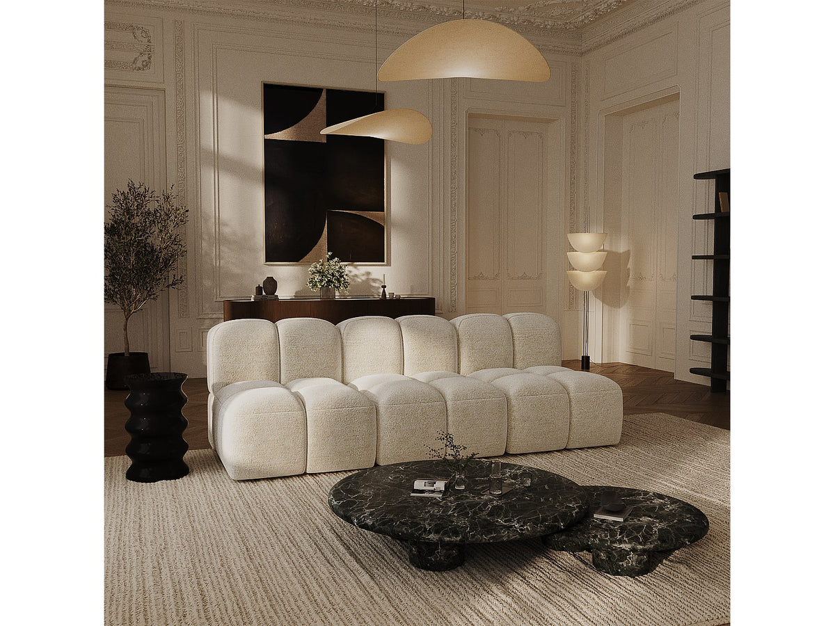 Canapé modulable 5 places beige velours