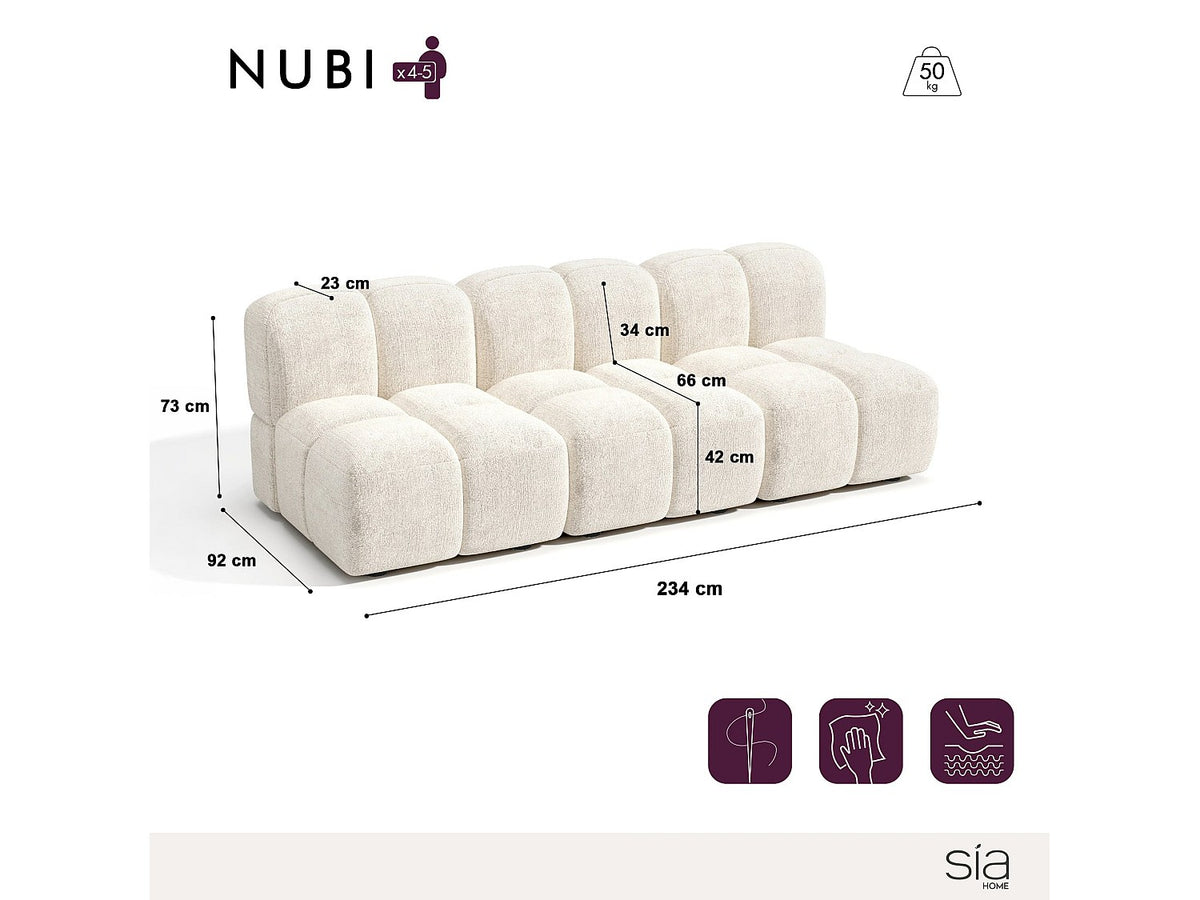 Canapé modulable 5 places beige velours