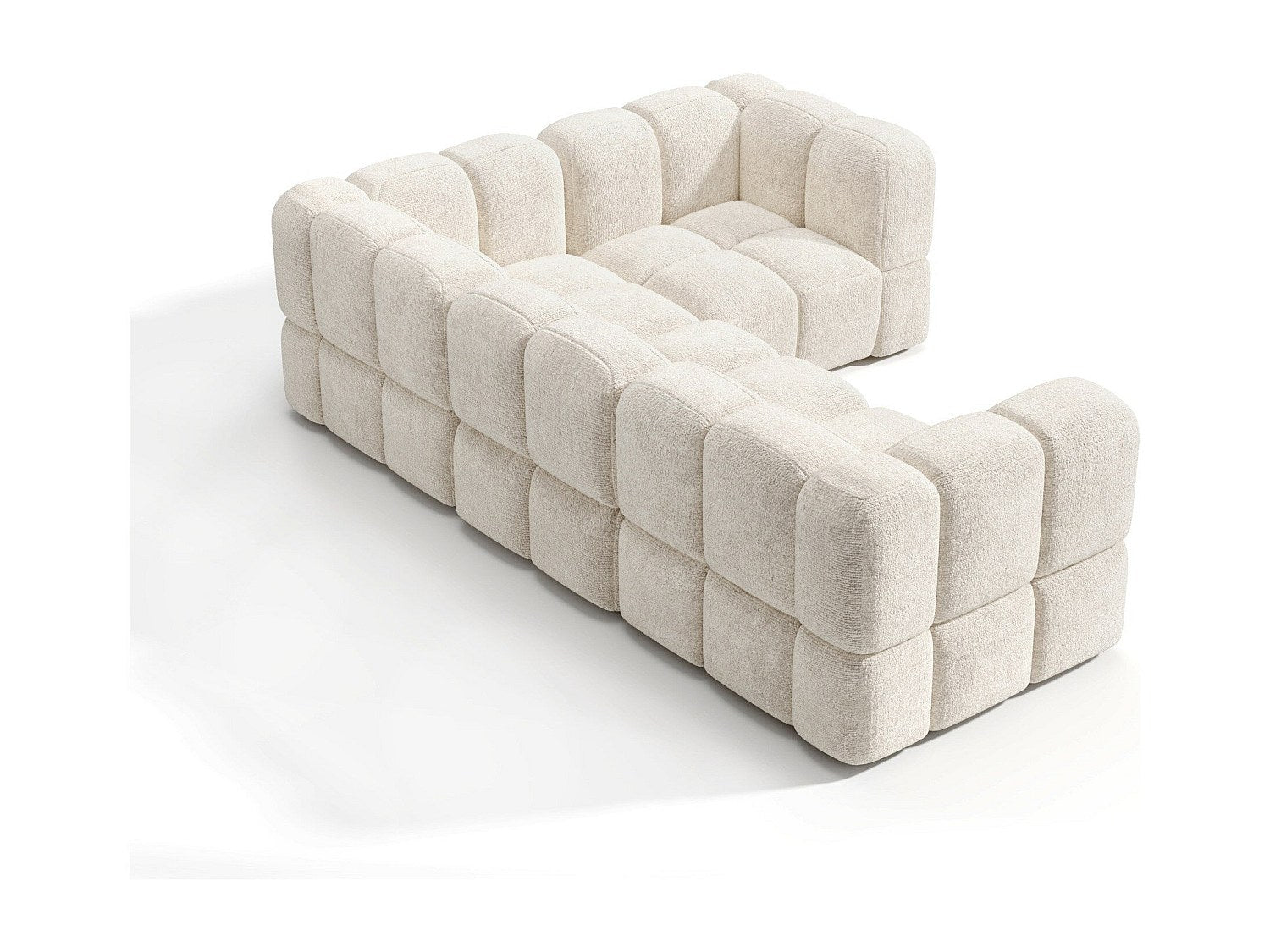 Canapé modulable 6 places beige velours