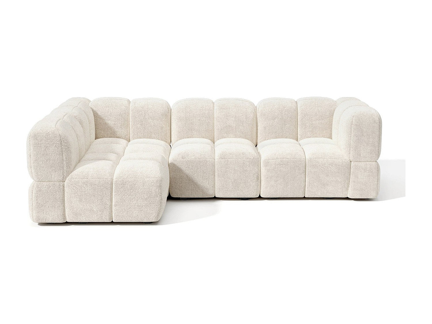 Canapé modulable 6 places beige velours