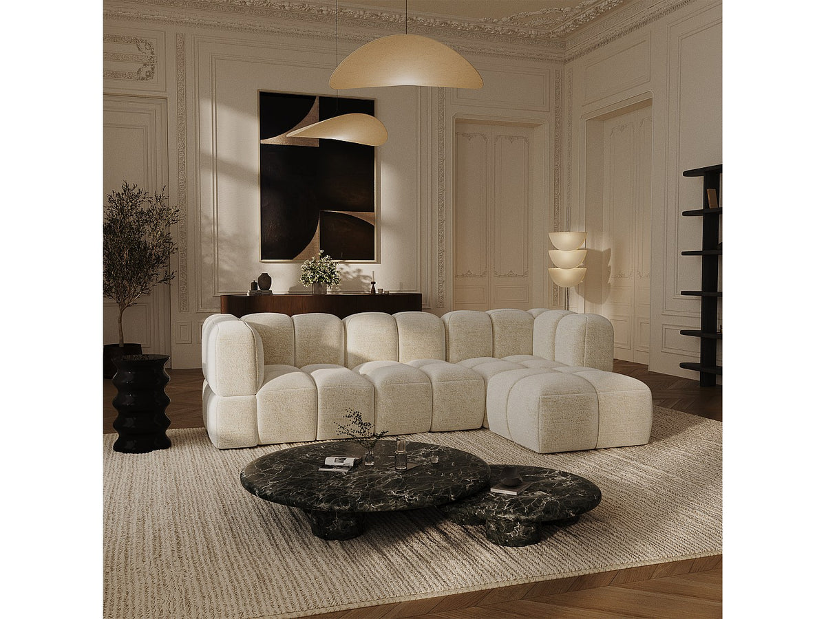 Angle pour canapé modulable 6 places beige velours