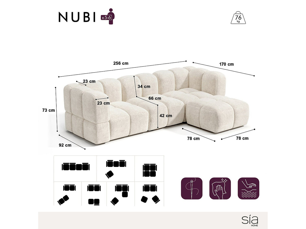 Angle pour canapé modulable 6 places beige velours