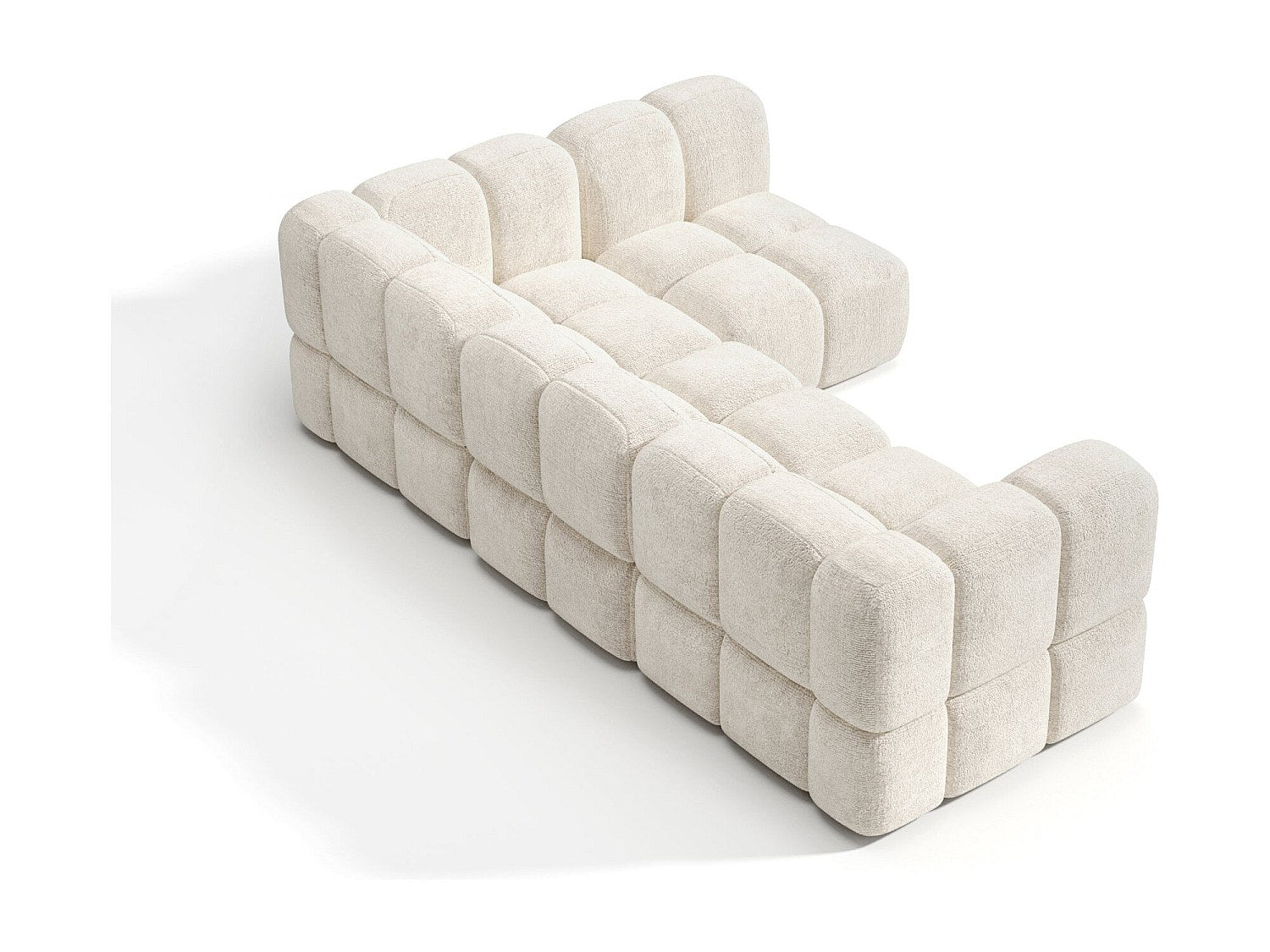 Canapé modulable 6 places beige velours