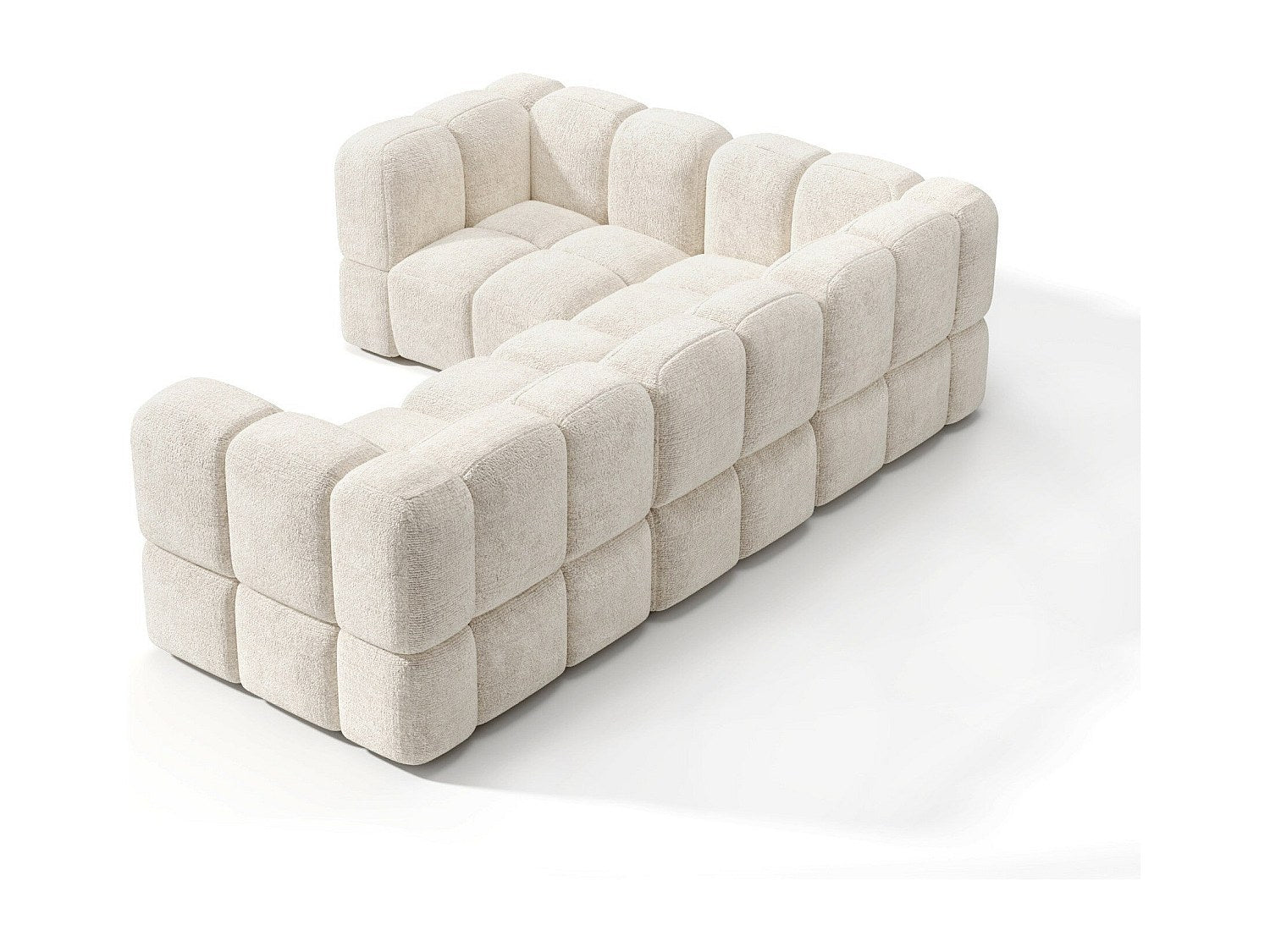 Canapé modulable 6 places beige velours