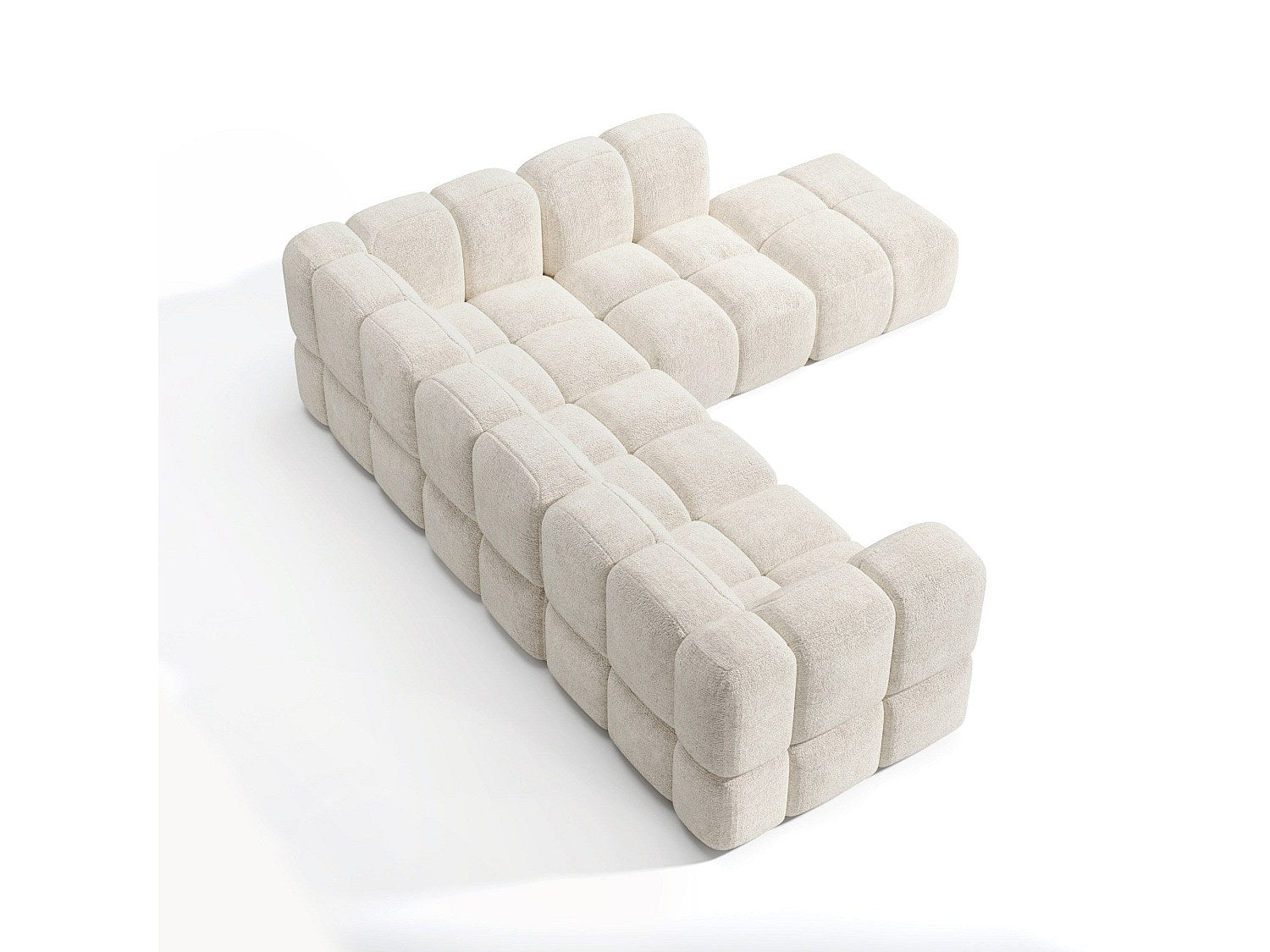 Canapé modulable 7 places beige velours