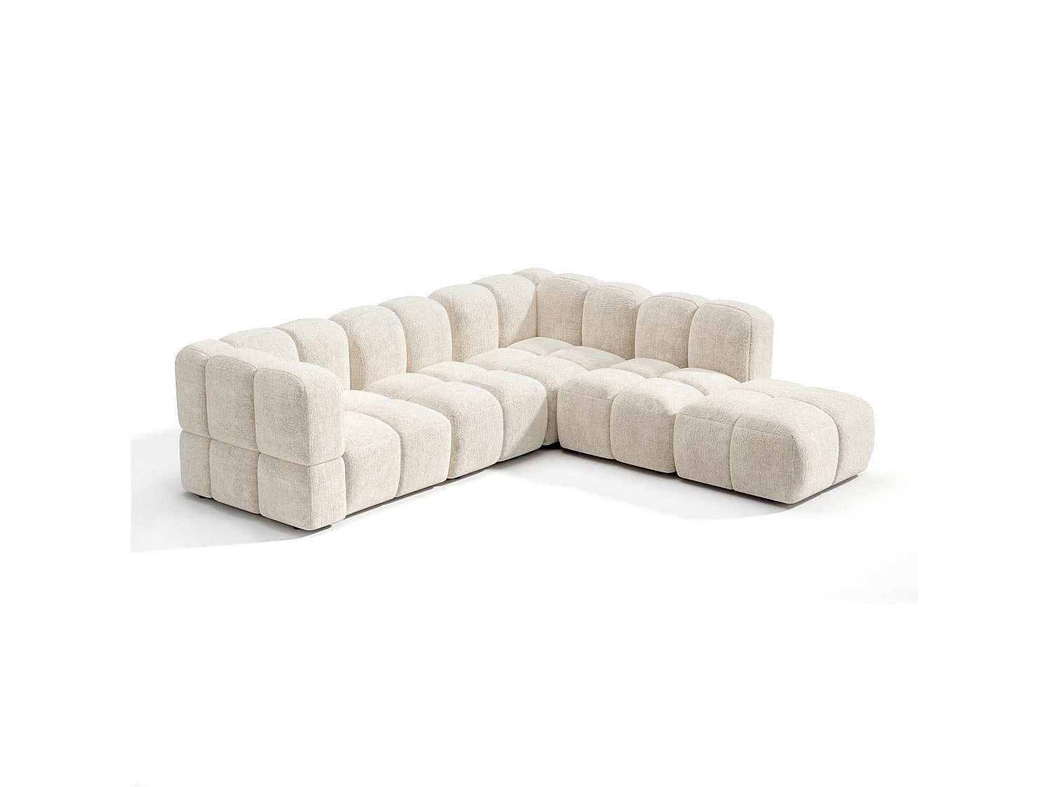Canapé modulable 7 places beige velours