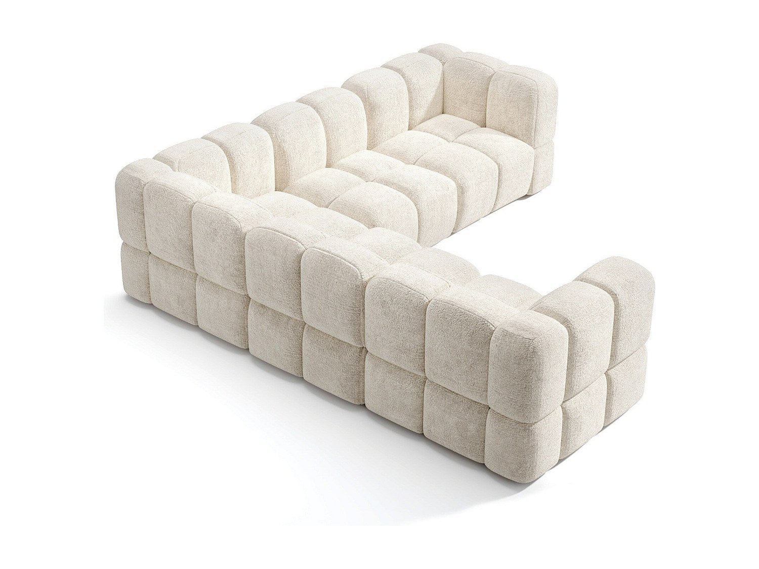 Canapé modulable panoramique 8 places beige velours
