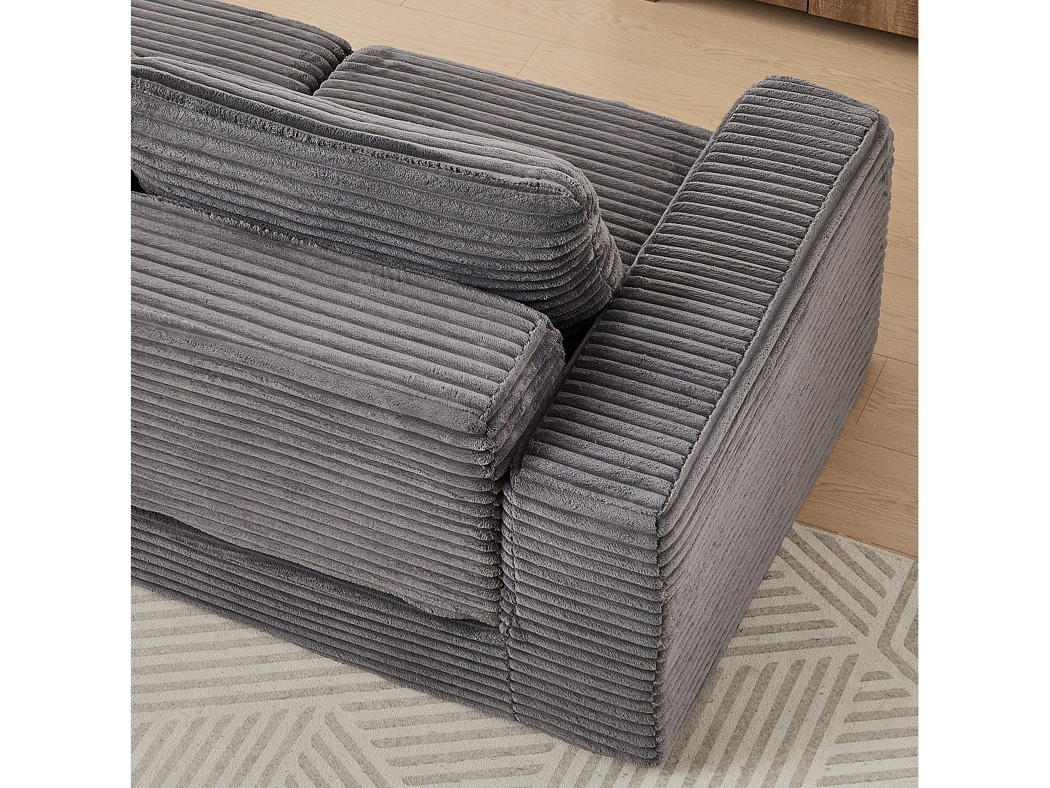 Pouf pour canapé modulable convertible 2 places gris tissu