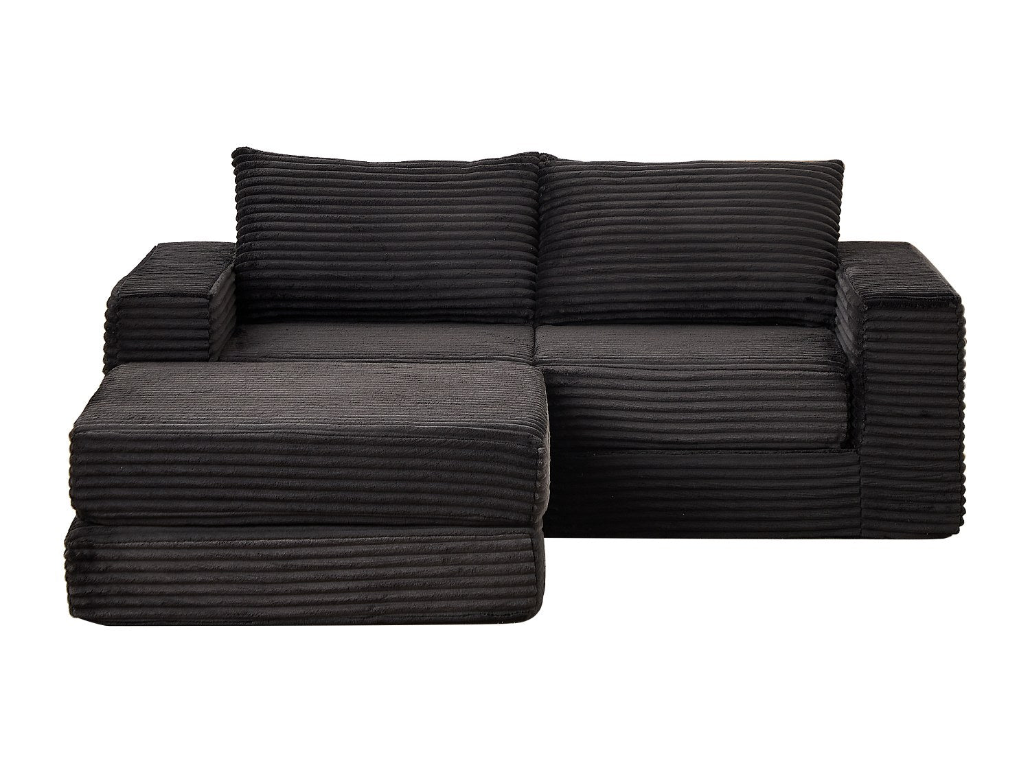 Pouf pour canapé modulable convertible 2 places noir tissu