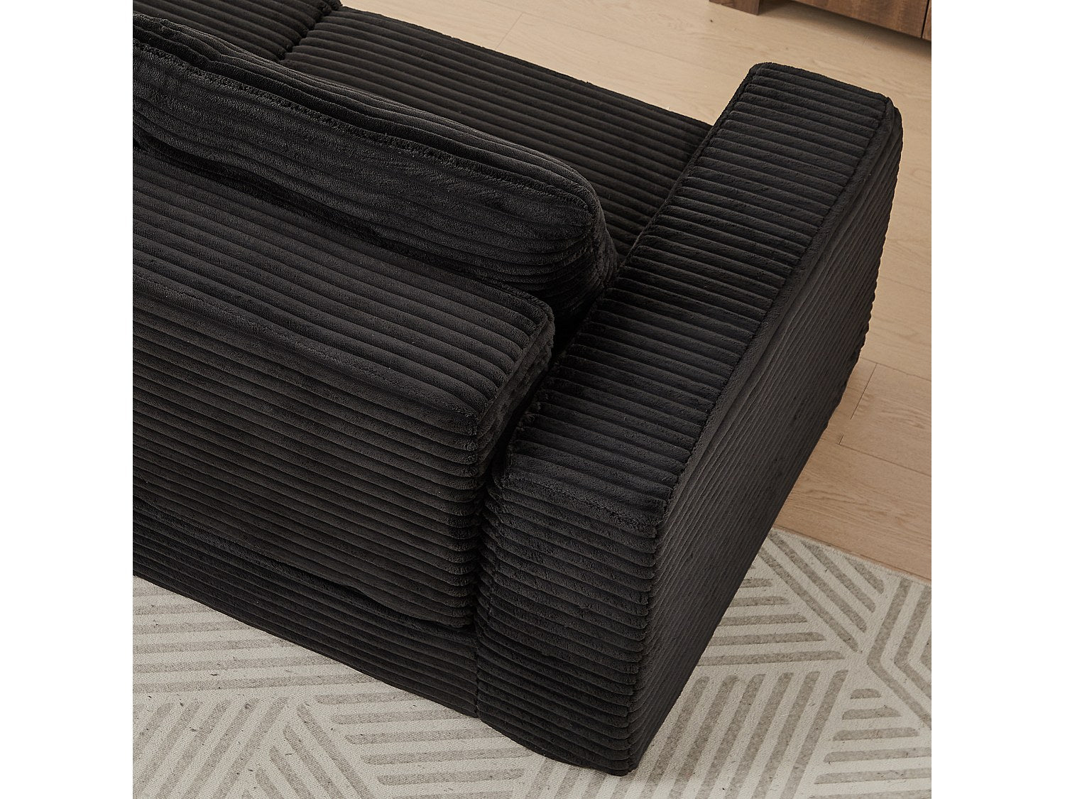 Pouf pour canapé modulable convertible 2 places noir tissu