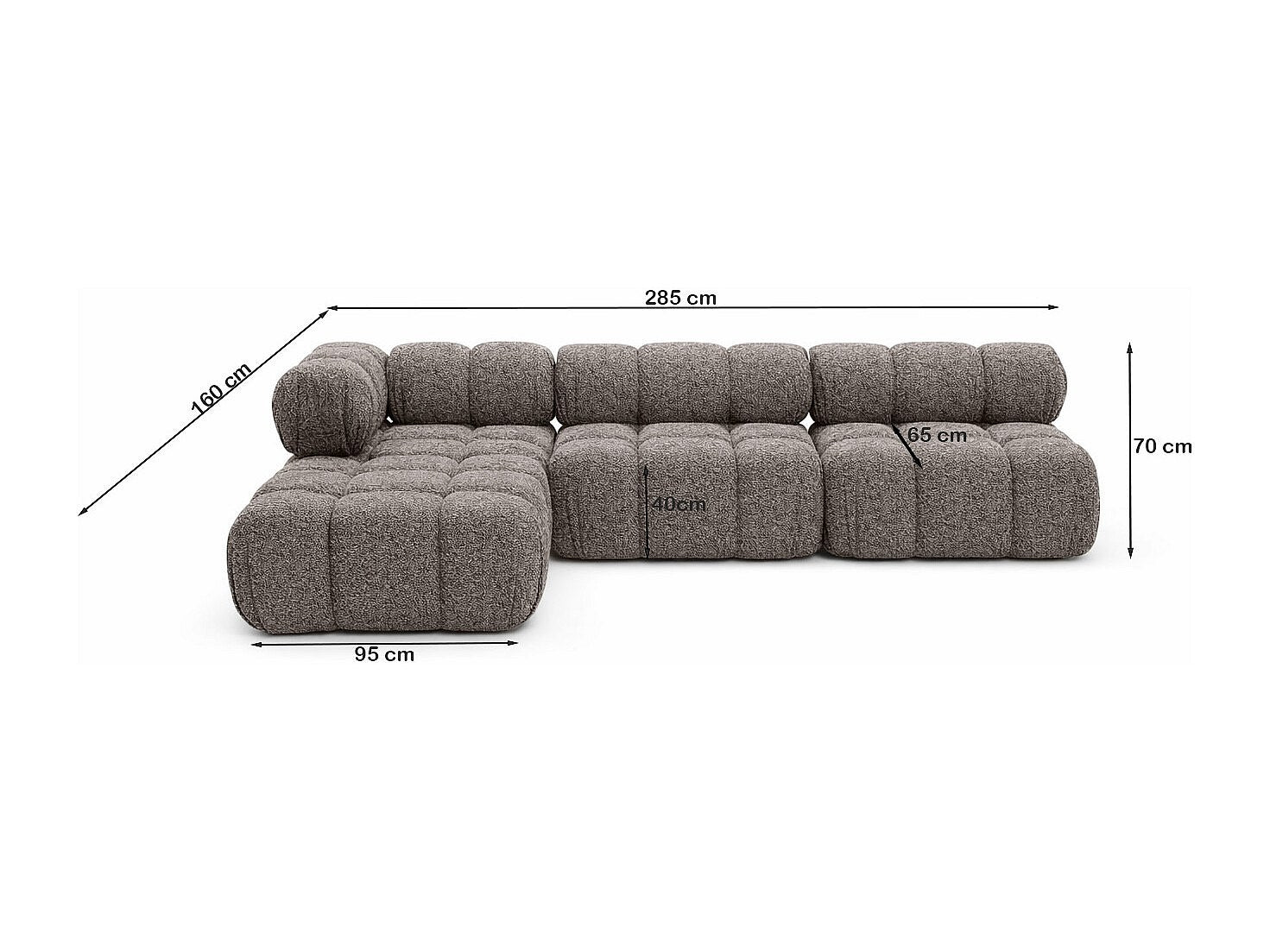Canapé modulable marron tissu