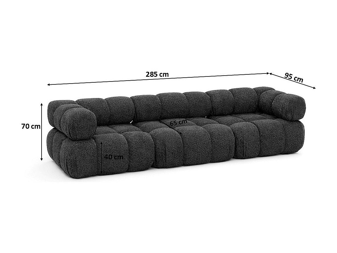 Canapé modulable 3 places gris tissu
