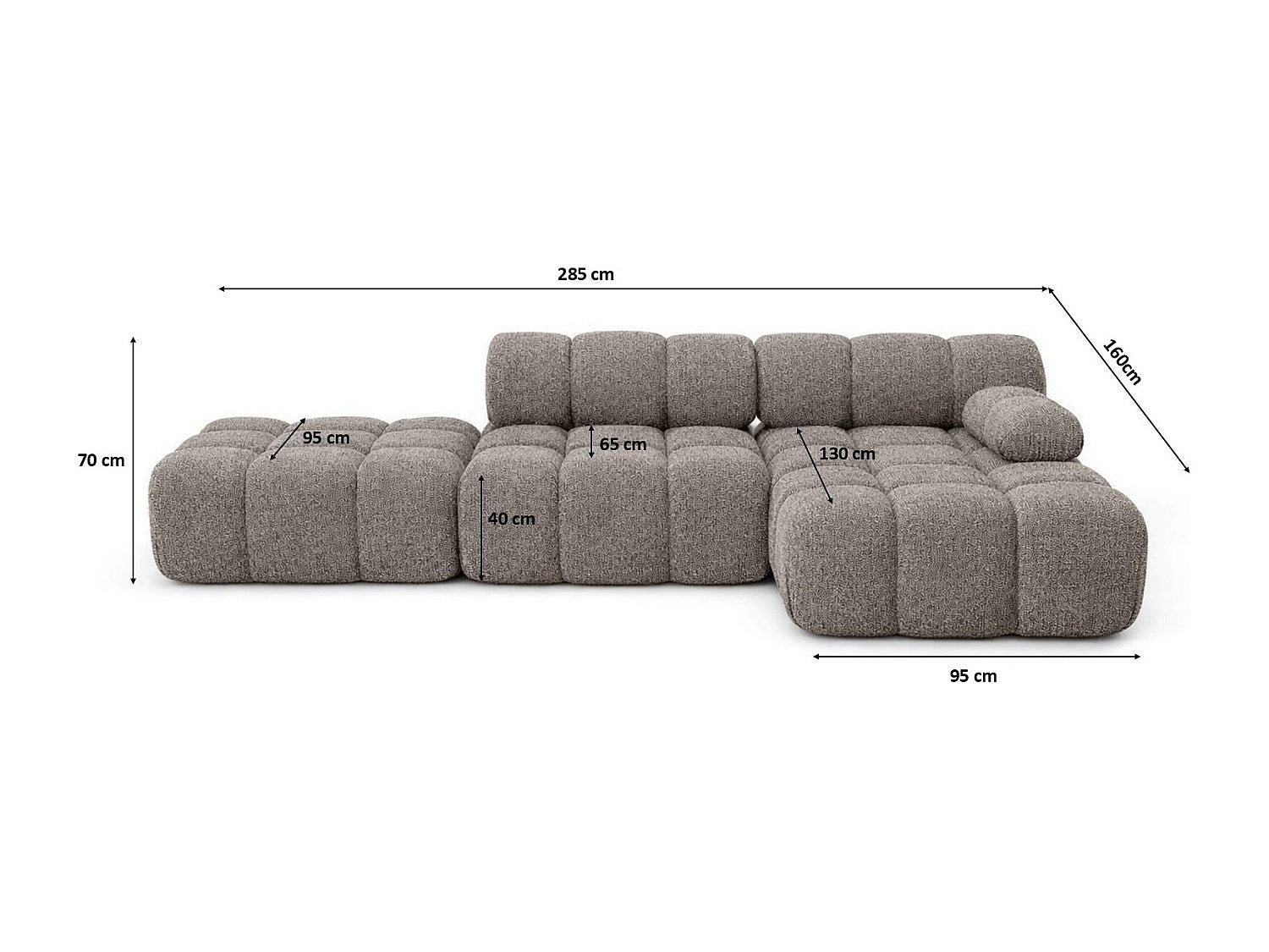 Pouf pour canapé modulable marron tissu