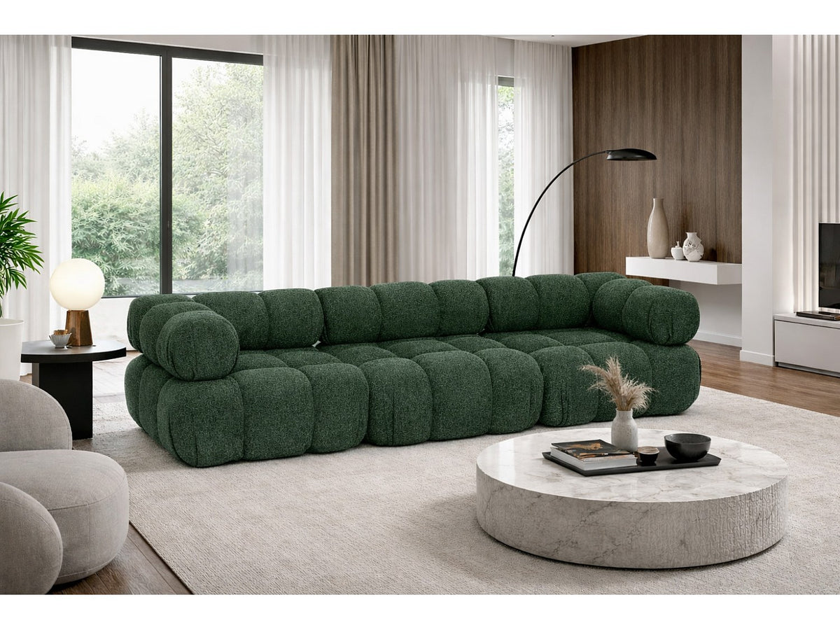 Canapé modulable 3 places vert tissu