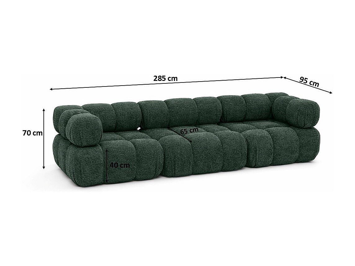 Canapé modulable 3 places vert tissu