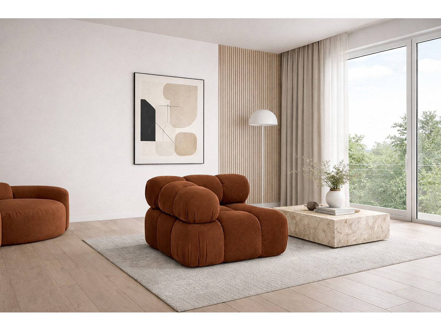 Canapé modulable marron tissu
