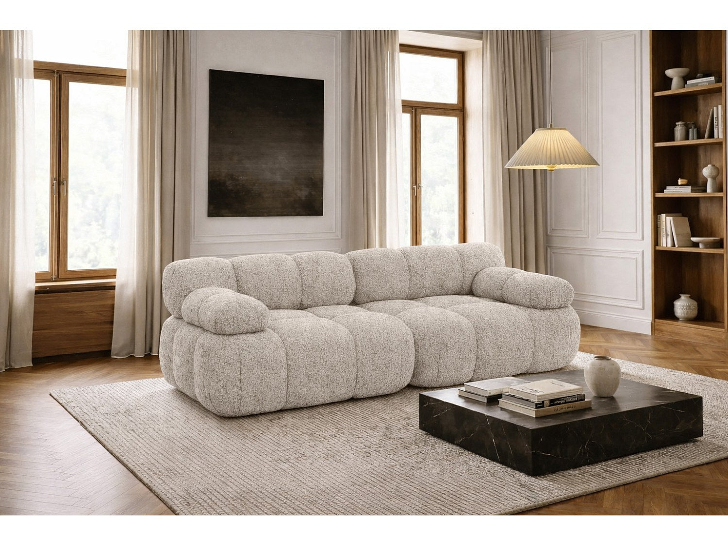 Canapé modulable 2 places beige tissu