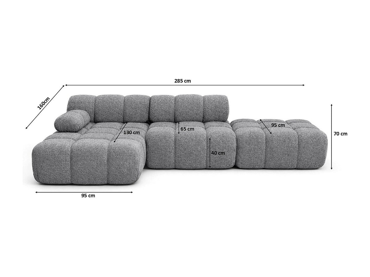 Pouf pour canapé modulable gris tissu