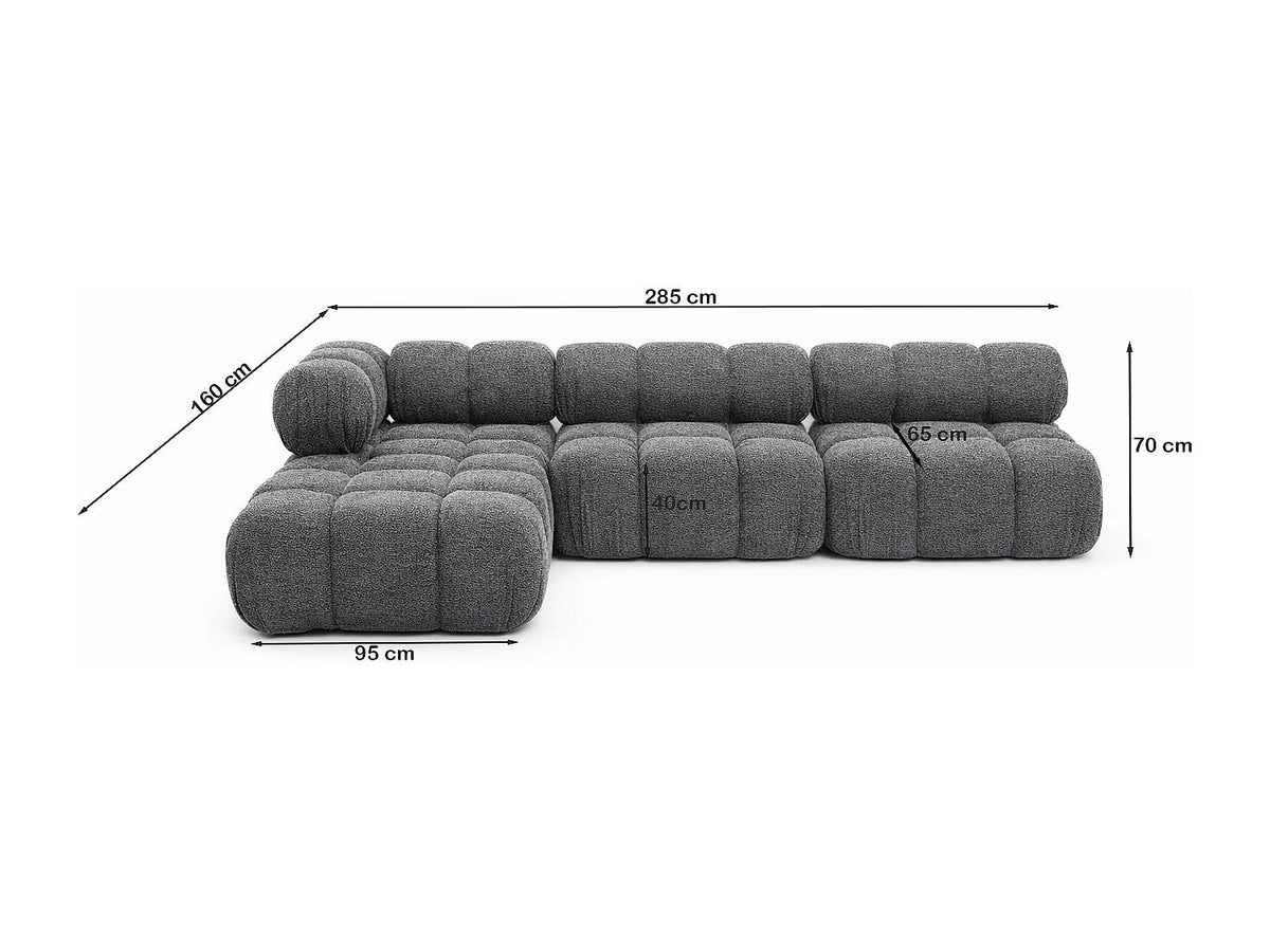 Canapé modulable gris tissu