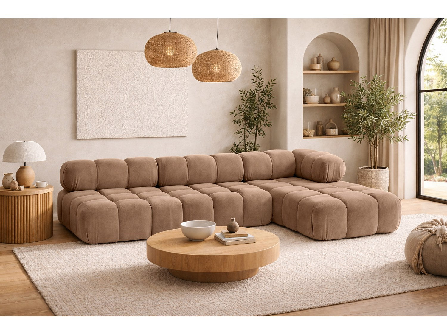 Canapé modulable marron tissu