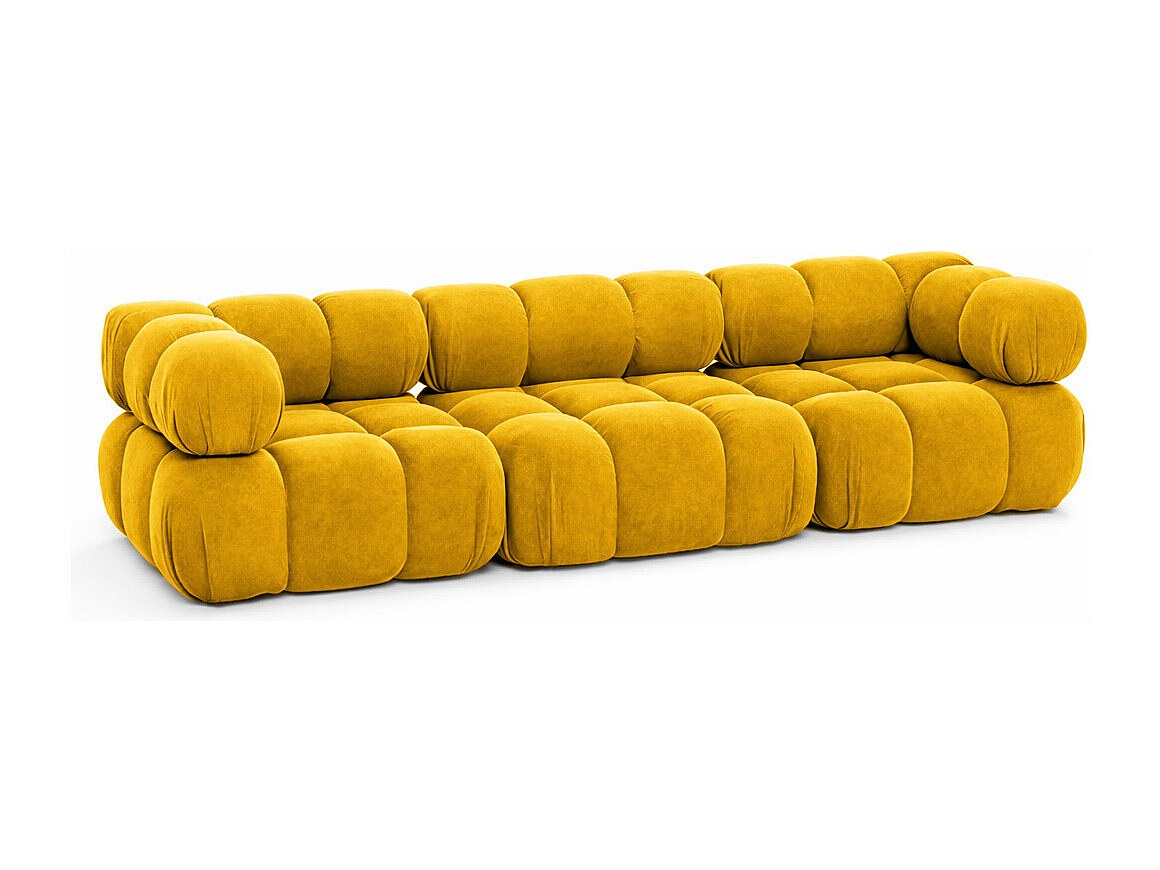 Canapé modulable 3 places jaune tissu