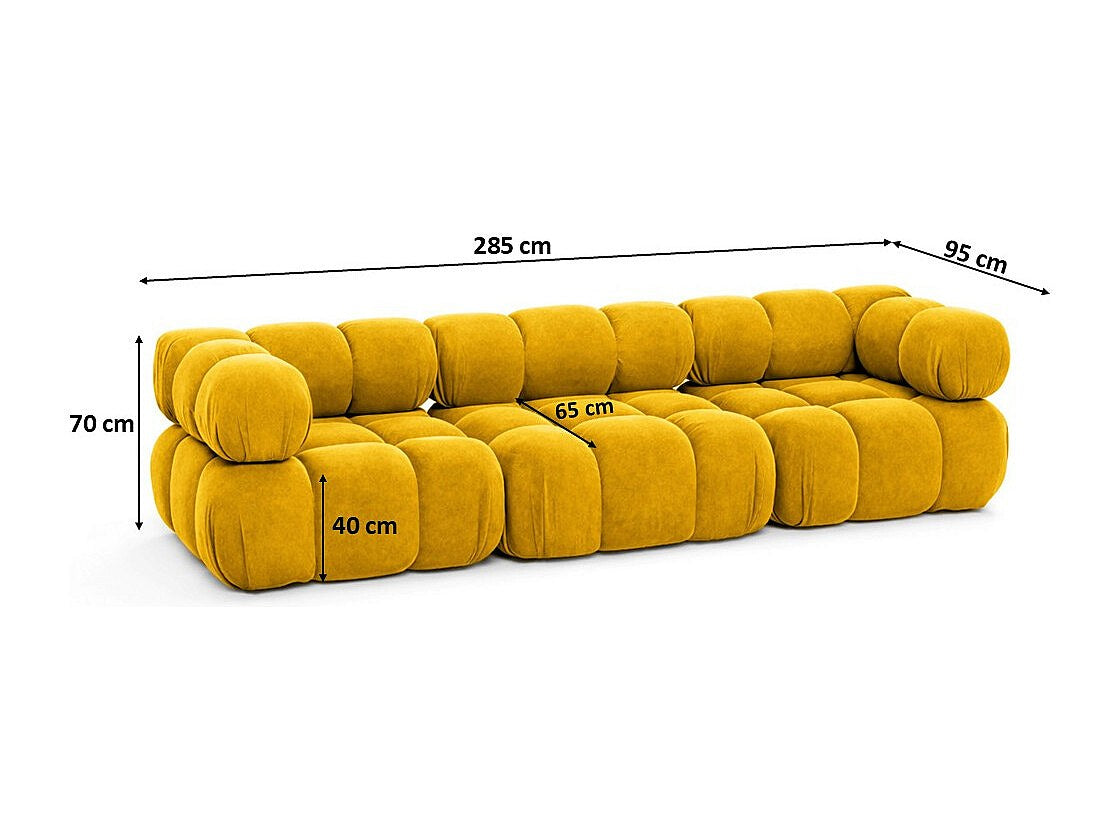 Canapé modulable 3 places jaune tissu