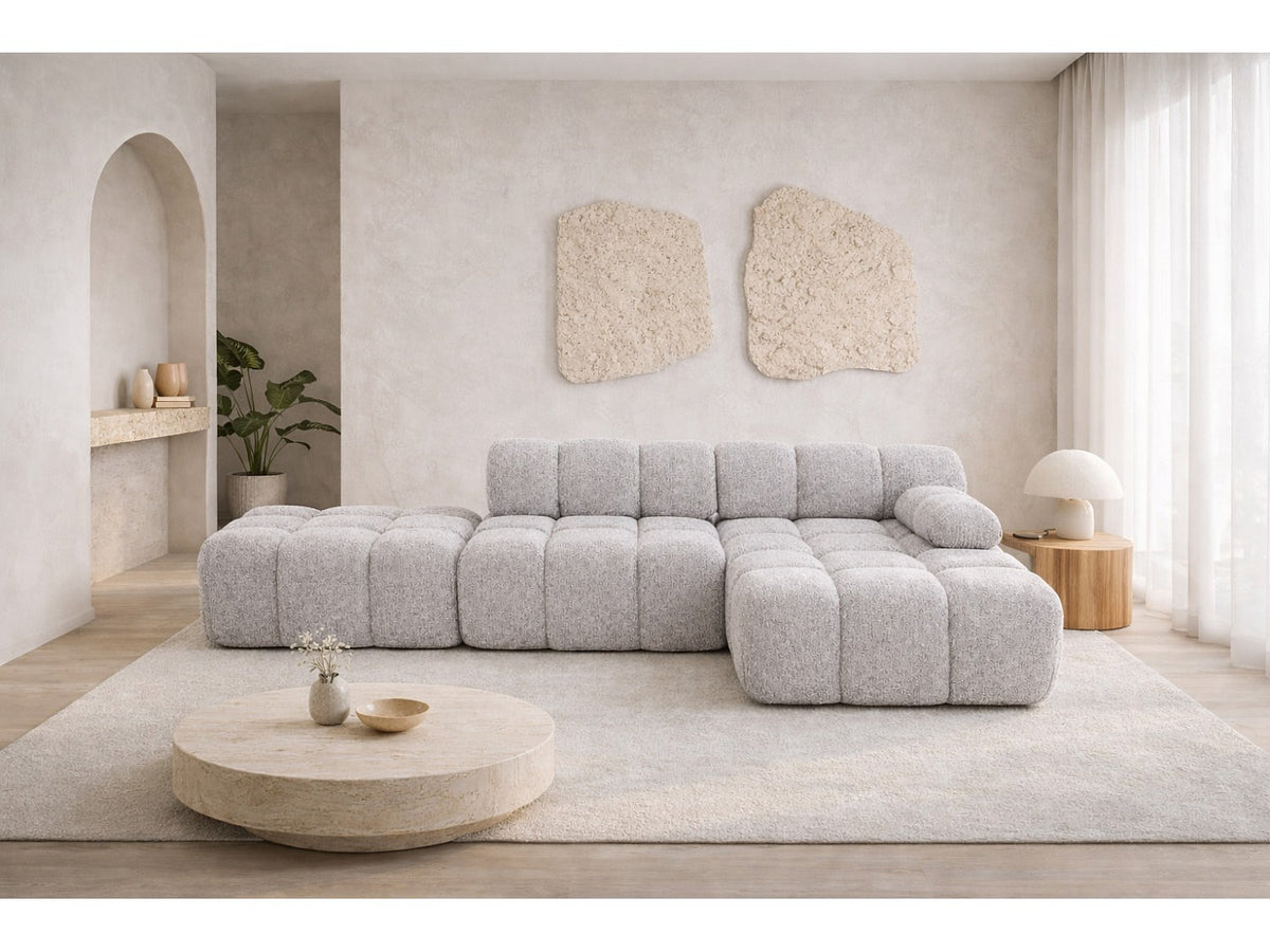 Pouf pour canapé modulable gris tissu