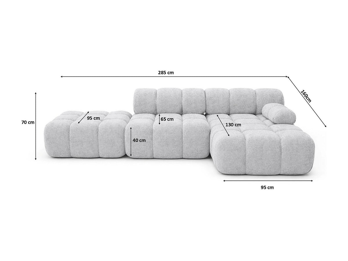 Pouf pour canapé modulable gris tissu