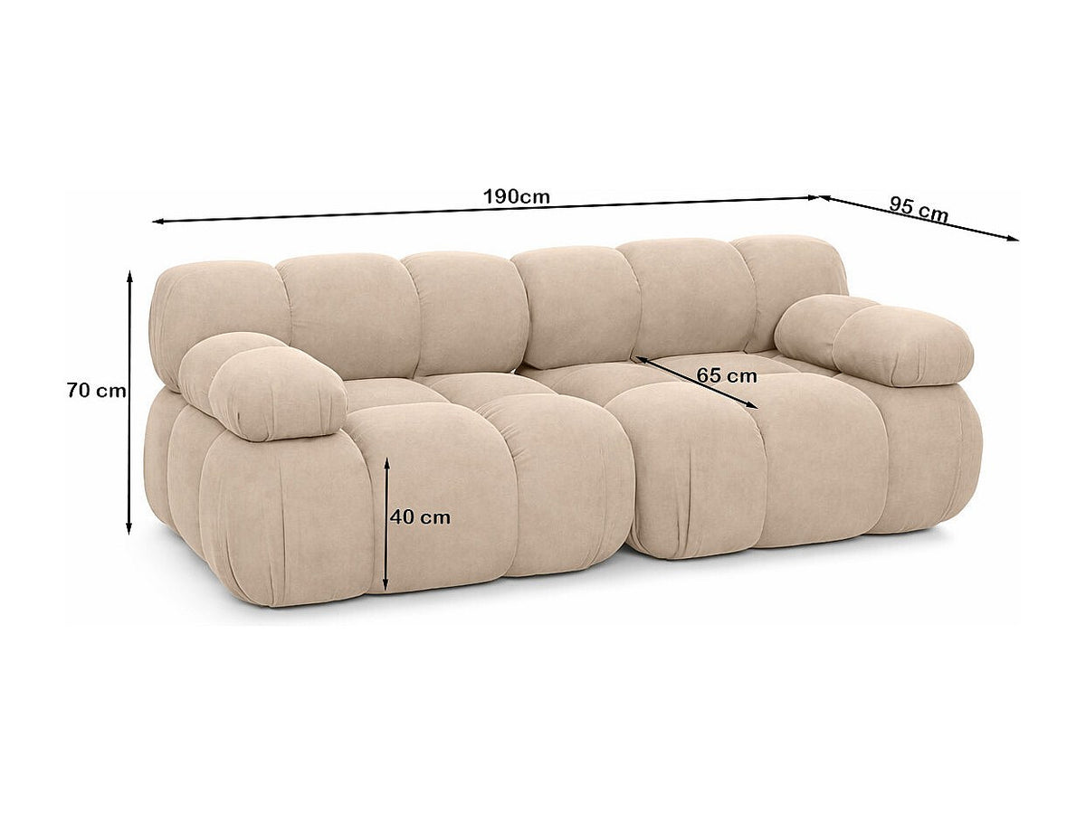 Canapé modulable 2 places beige tissu