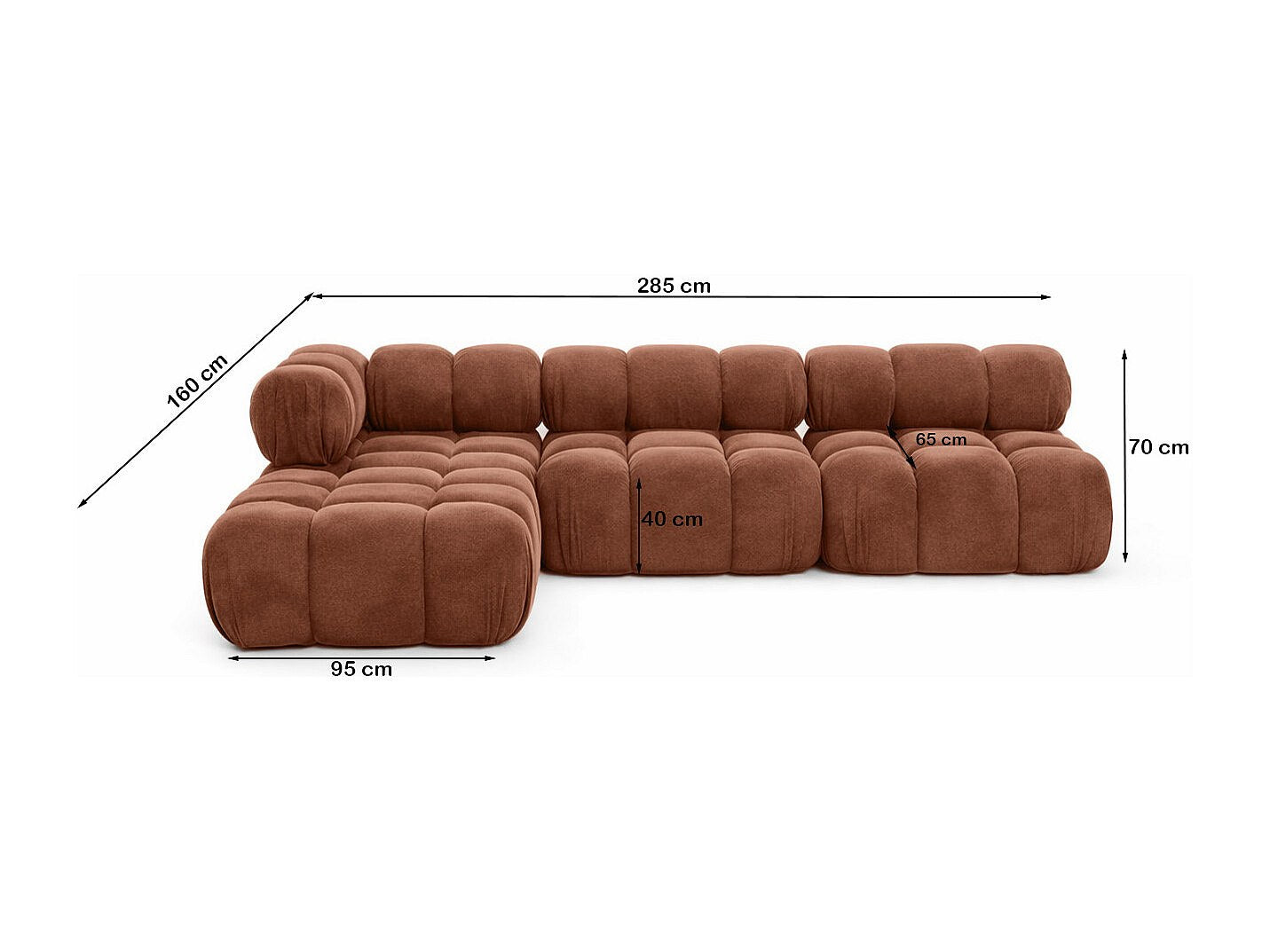 Canapé modulable marron tissu